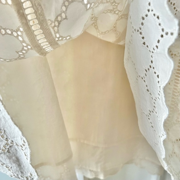 Loft Cotton Eyelet Cream A-Line Skirt with Scalloped Hem NWOT - Picture 7 of 12